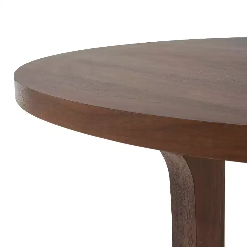 Table à manger ronde à cadre croisé rustique en noyer