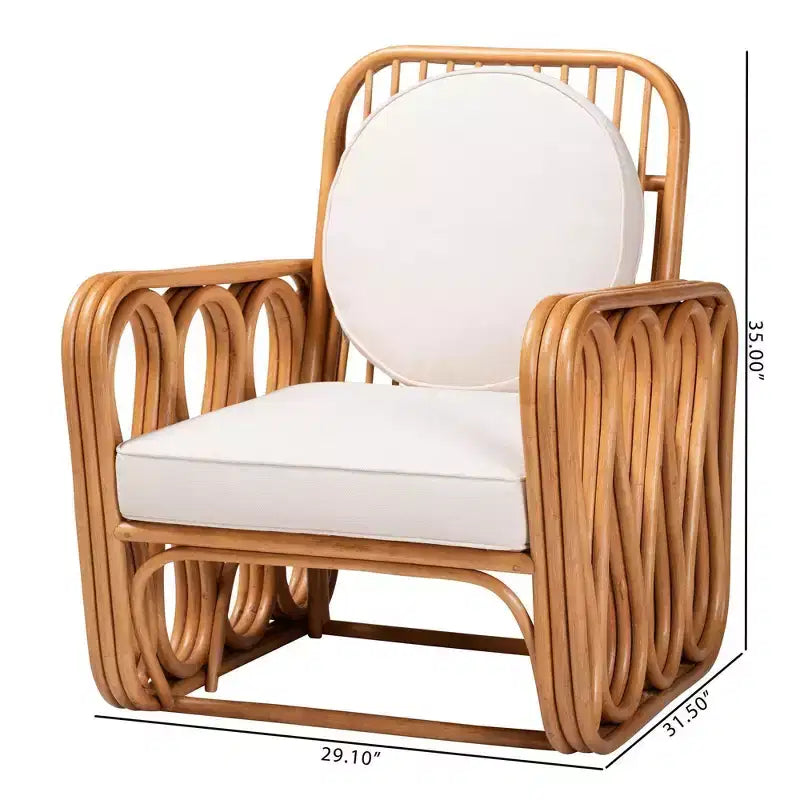 Fauteuil en osier, miel clair/blanc