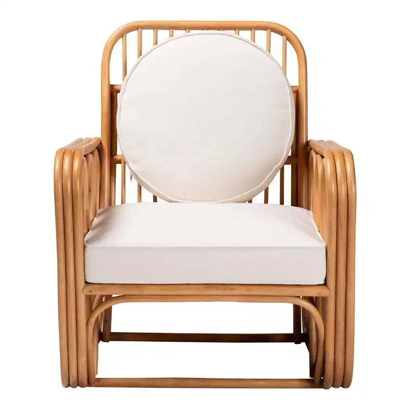 Fauteuil en osier, miel clair/blanc
