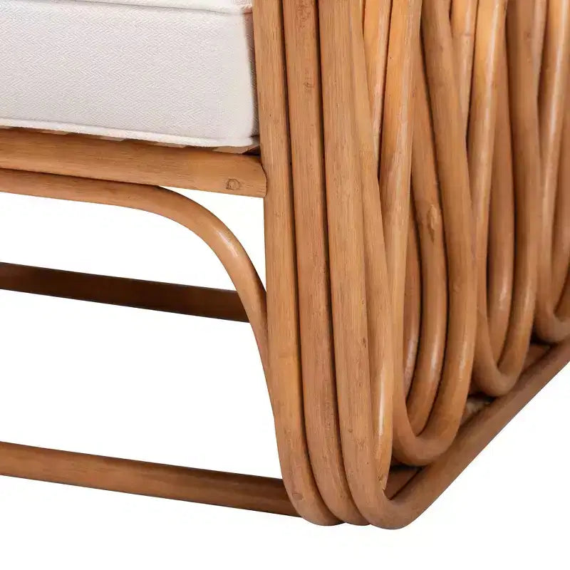 Fauteuil en osier, miel clair/blanc
