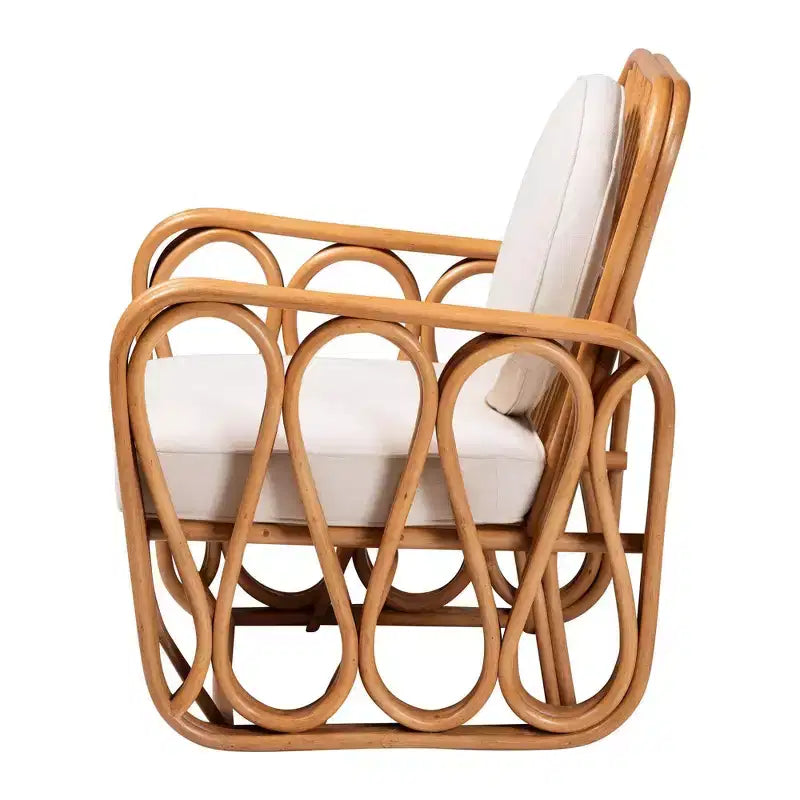 Fauteuil en osier, miel clair/blanc