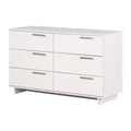 South Shore Cavalleri 6 Drawer Double Dresser Pure White: Anti-Tip Hardware Laminated Finish Particle Board 51.25" Width