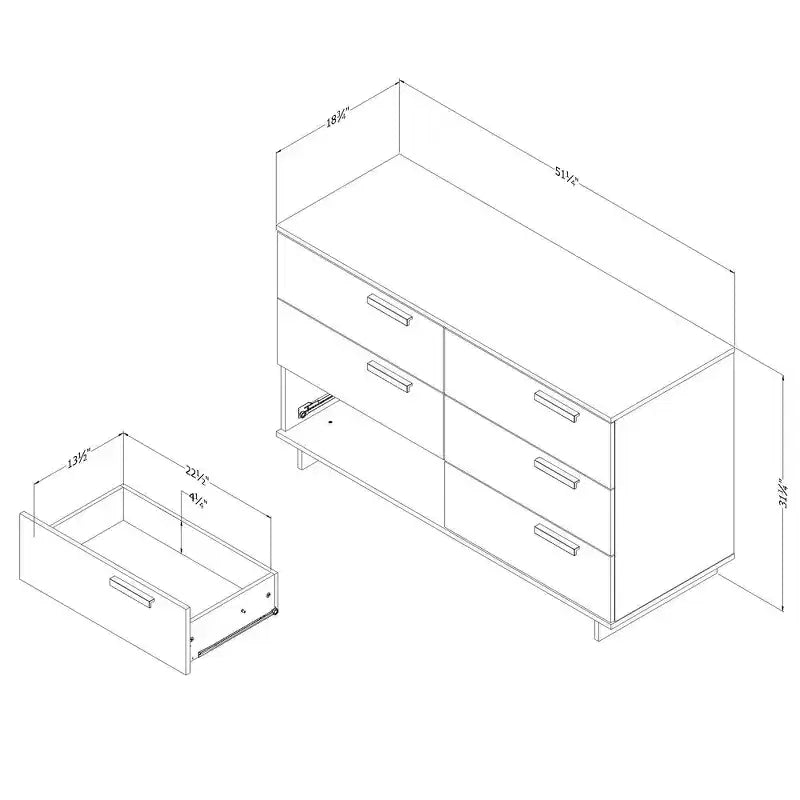 Commode double de six tiroirs