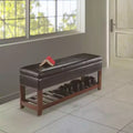 Monza Bench with Storage Chest and Shoe Rack Faux Leather Cushion - Winsome