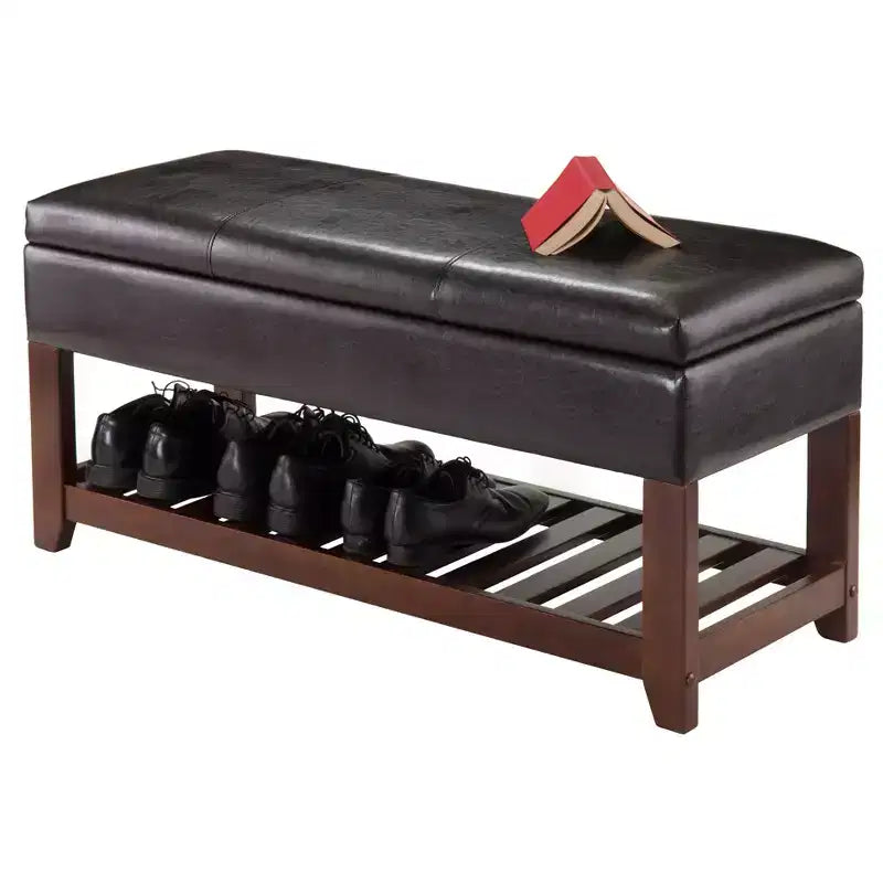 Banc avec coffre de rangement et étagère à chaussures