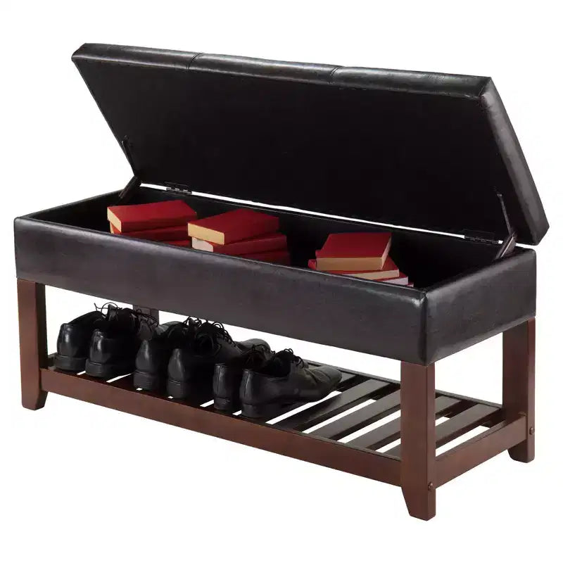 Banc avec coffre de rangement et étagère à chaussures