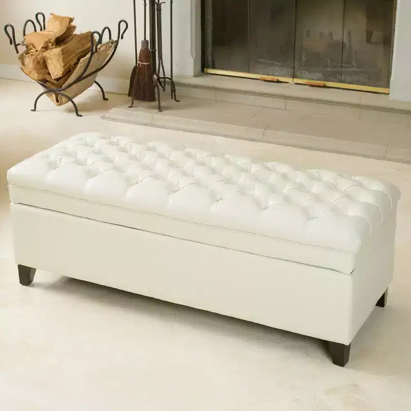 Repose-pieds de rangement capitonné