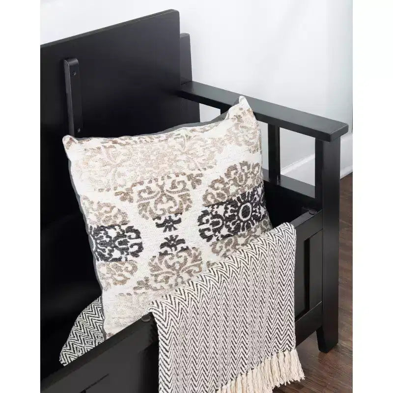 Banc de rangement en bois massif rembourré en similicuir