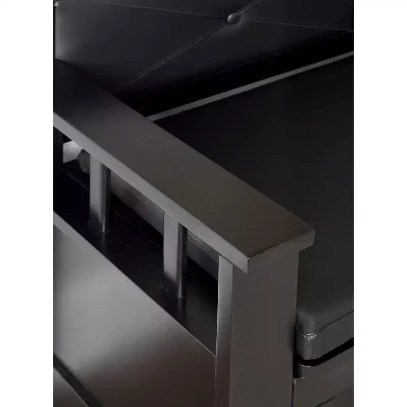 Banc de rangement en bois massif rembourré en similicuir