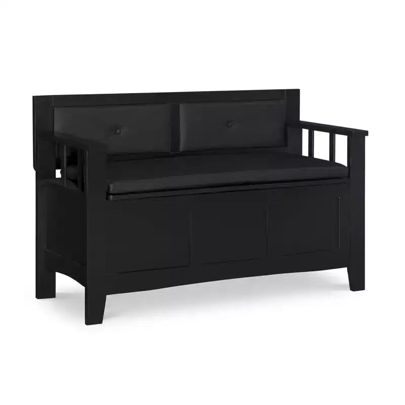 Banc de rangement en bois massif rembourré en similicuir