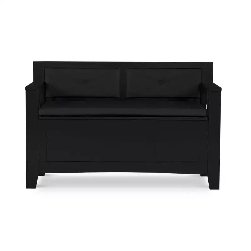 Banc de rangement en bois massif rembourré en similicuir
