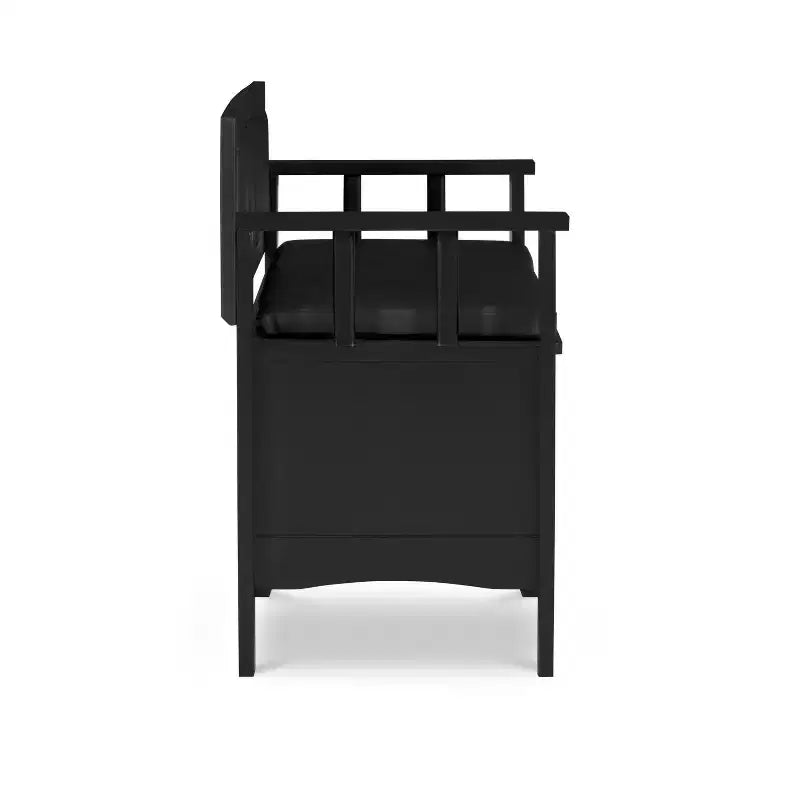 Banc de rangement en bois massif rembourré en similicuir