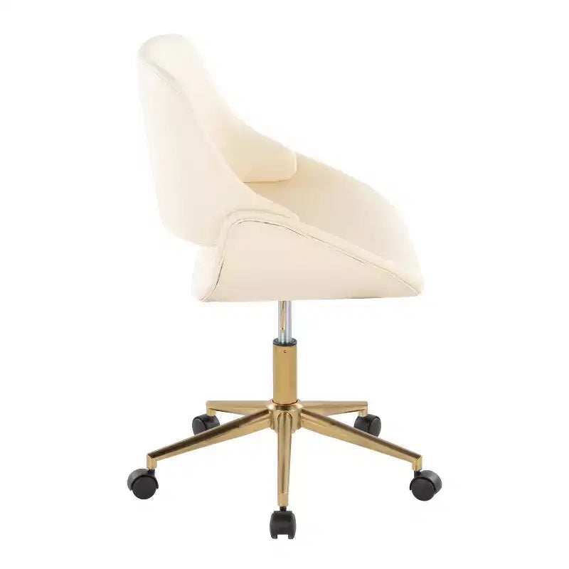 Chaise de bureau, PU doré/beige