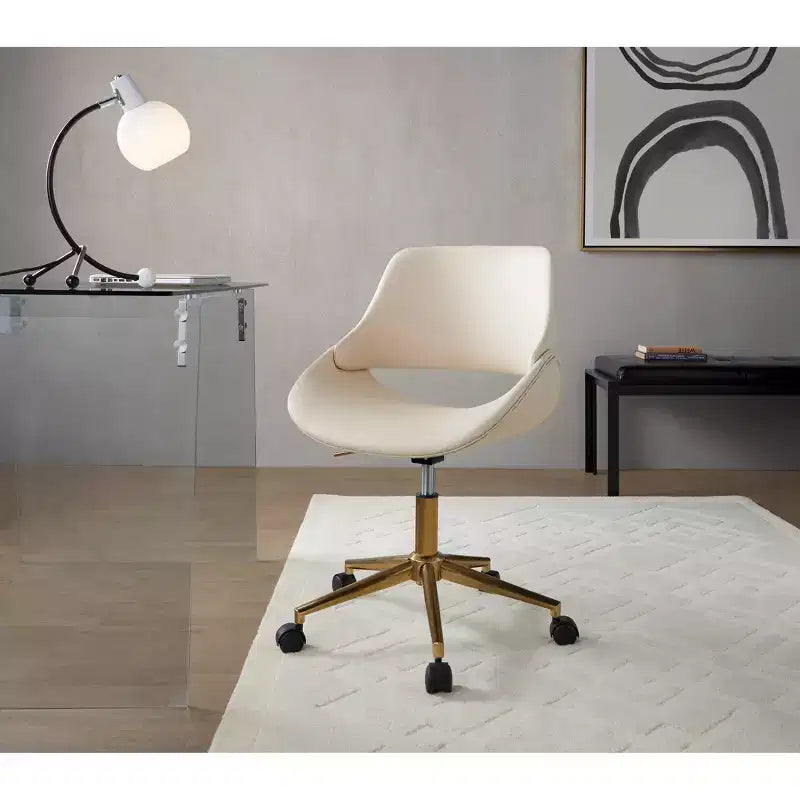 Chaise de bureau, PU doré/beige