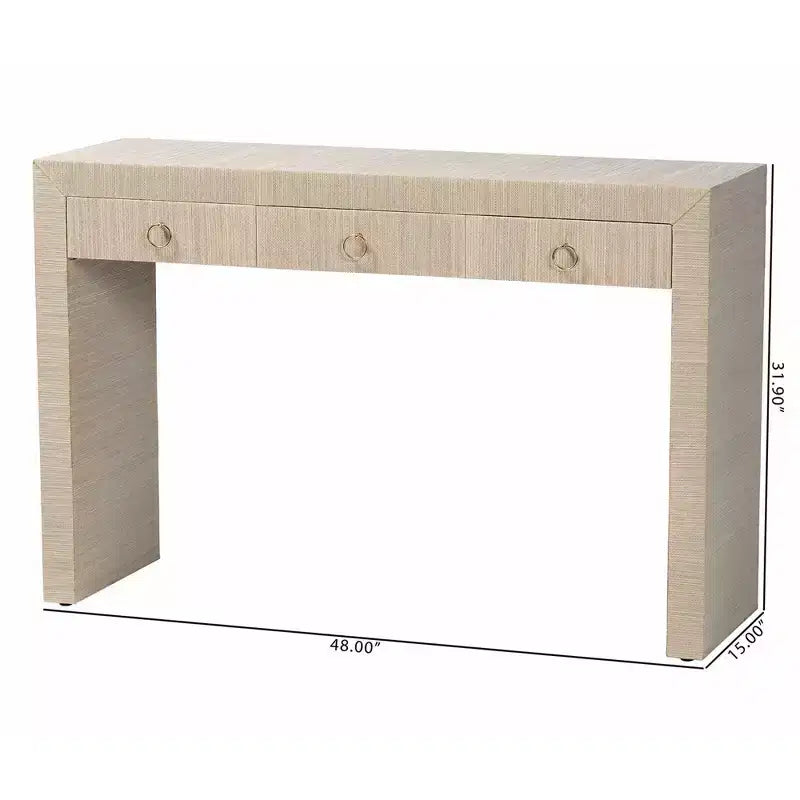 Table de commande à trois tiroirs en tissu de paille tissée