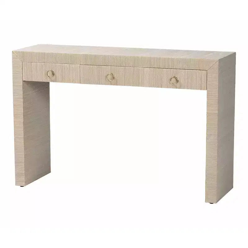 Table de commande à trois tiroirs en tissu de paille tissée