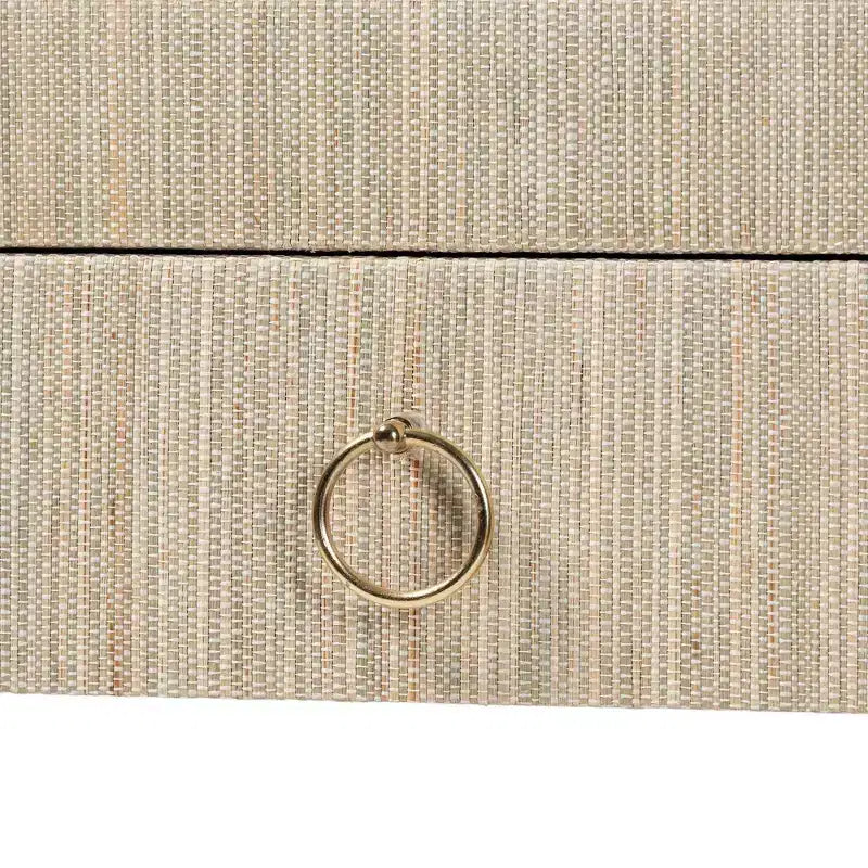 Table de commande à trois tiroirs en tissu de paille tissée