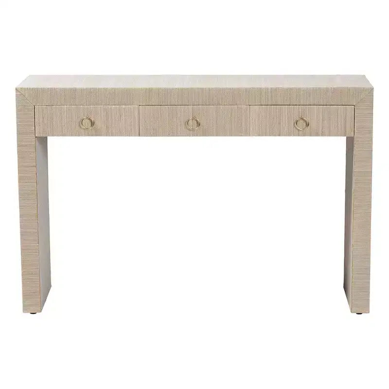 Table de commande à trois tiroirs en tissu de paille tissée
