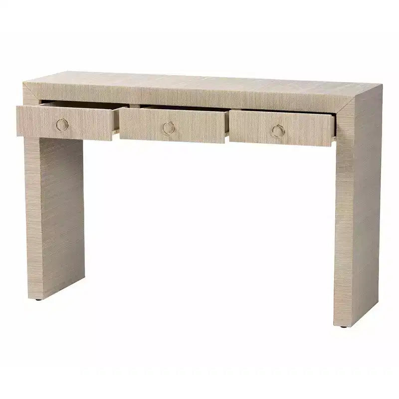 Table de commande à trois tiroirs en tissu de paille tissée