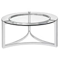 Signet Stainless Steel Coffee Table Silver - Modway: Chic Round Glass Top Loop Leg Design 36" Height
