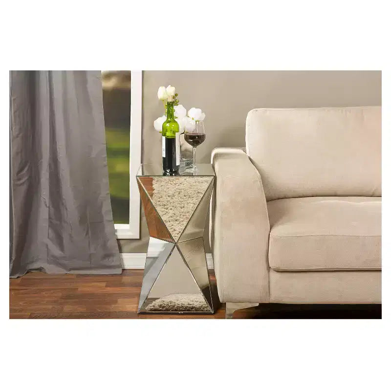 Table d'appoint miroir multifacette moderne