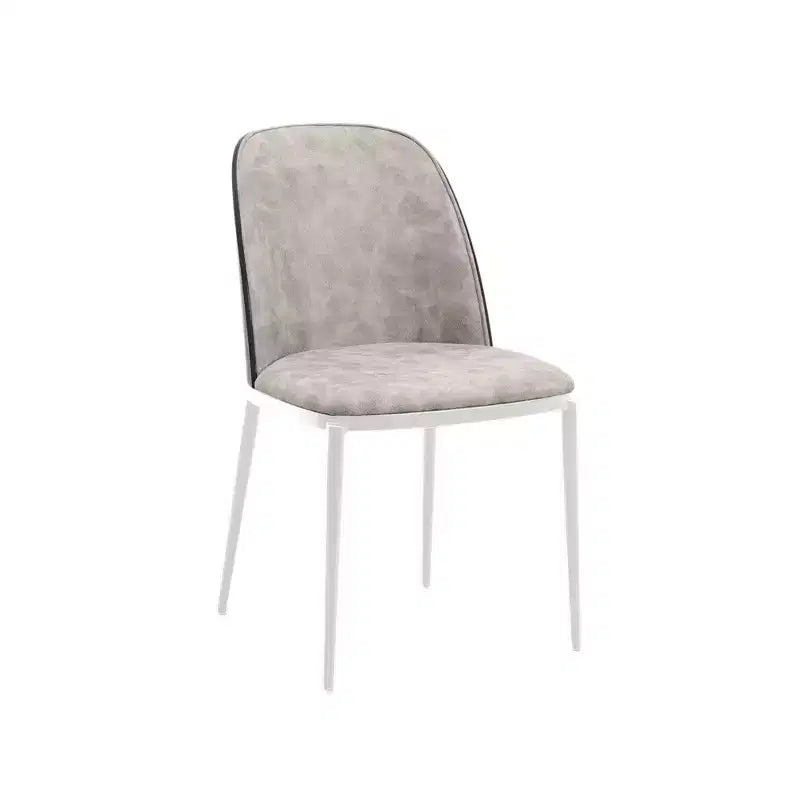 LeisureMod Tule Modern Dining Chair with PU Leather Velvet or Suede Seat and White Steel Frame Kitchen Dining Room Home Cafe Seating