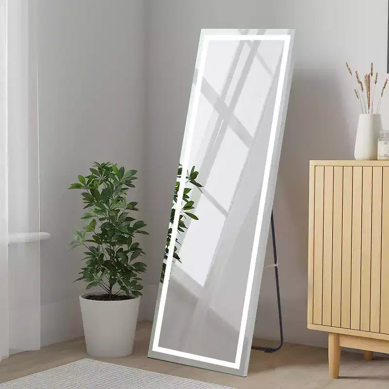 Dovelina LED Rectangle Full Body Mirror Floor Mirror Freestanding Mirror - 63x16 Silver