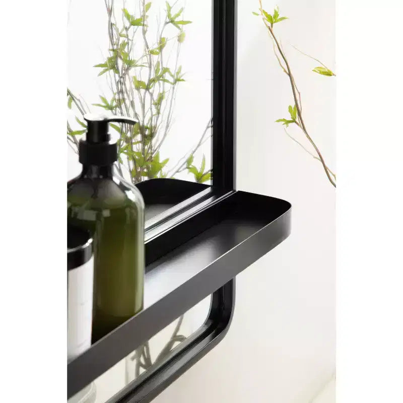 Miroir rectangulaire mural avec étagères
