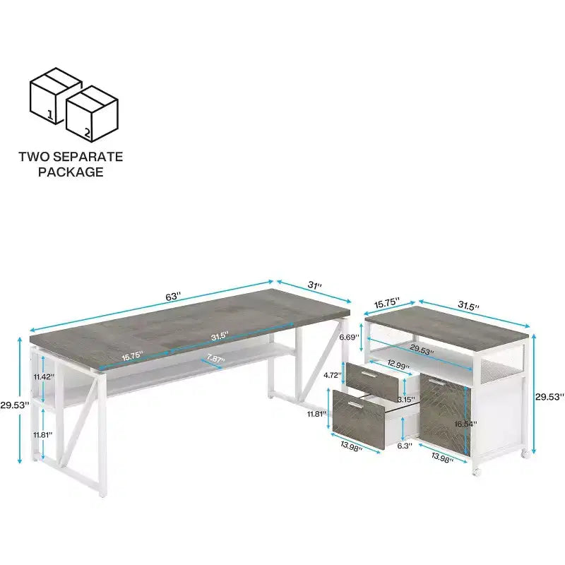 Bureau d'angle avec tiroirs