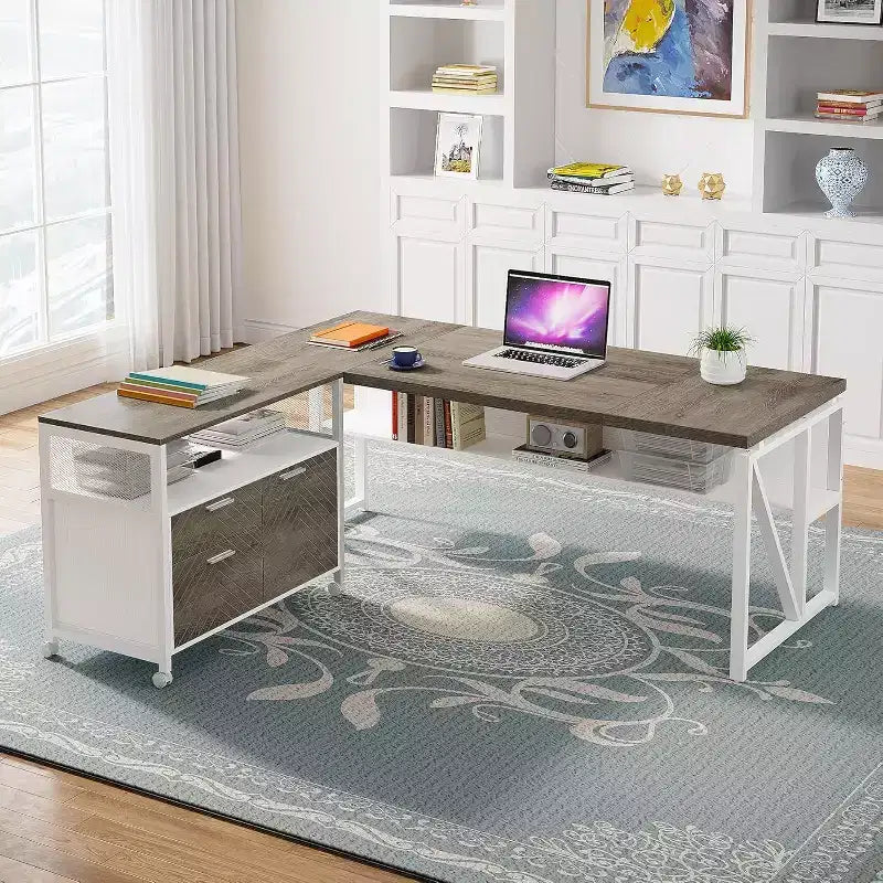 Bureau d'angle avec tiroirs