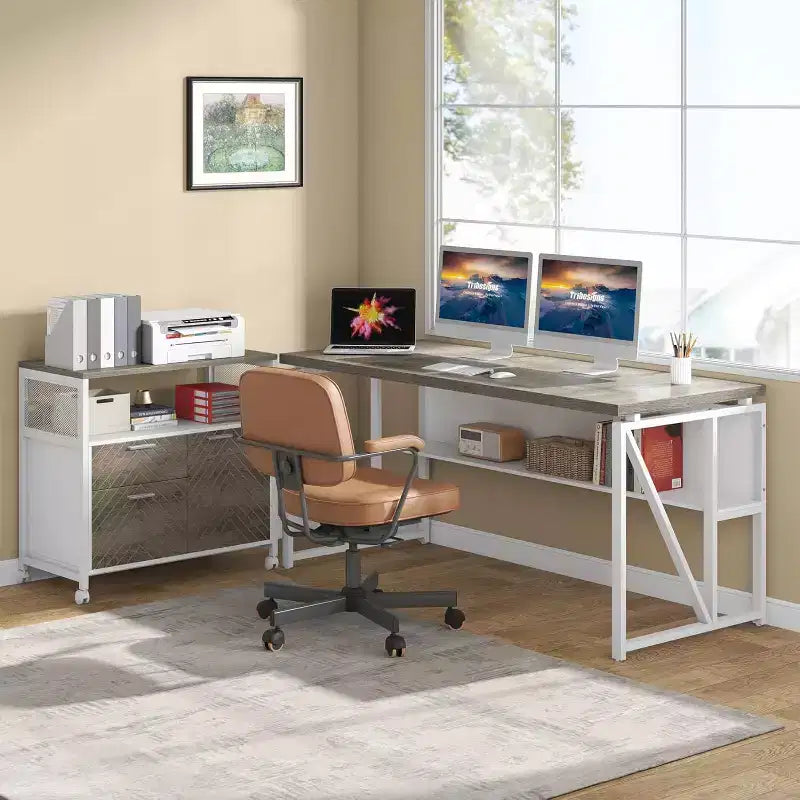 Bureau d'angle avec tiroirs