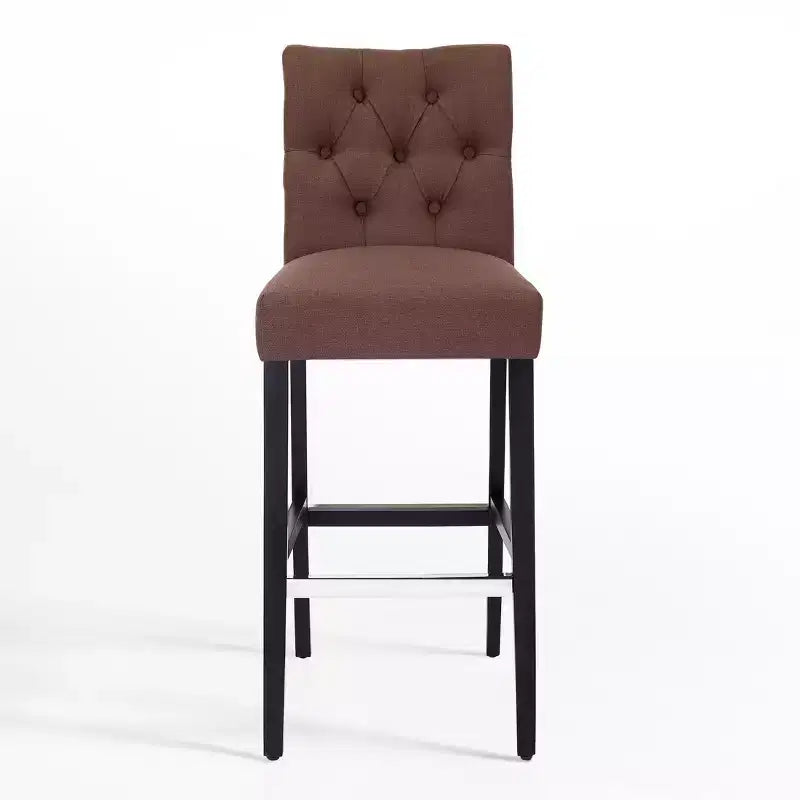 WestinTrends 29 Upholstered Linen Fabric Tufted Bar Stool Chair Brown