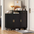Elegant Shoe Cabinet with Arched Doors and Drawer Storage Sideboard with Adjustable Shelves and Solid Wood Legs 4B - ModernLuxe