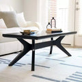 Table basse rectangulaire en bois massif avec pieds en croix