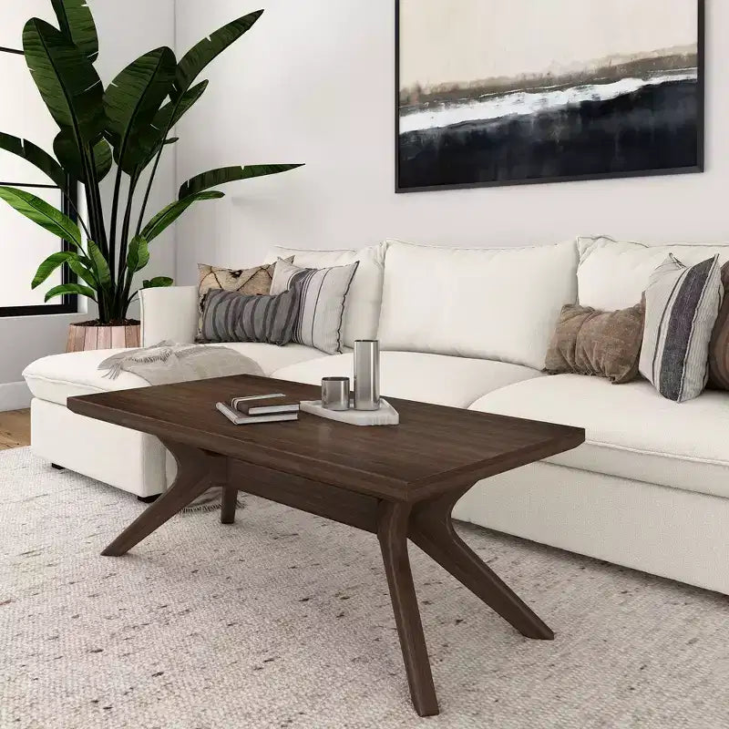 Plank+Beam Solid Wood Cross Leg Rectangular Coffee Table 48 Coffee Table for Living Room