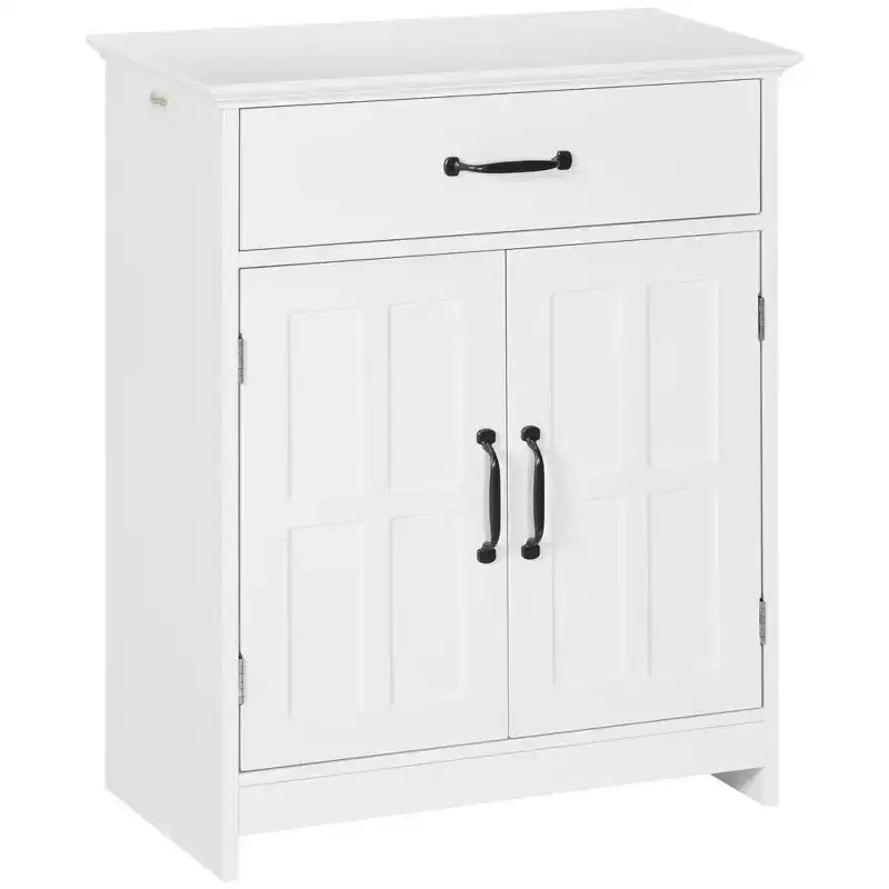 kleankin Freestanding Bathroom Cabinet Modern Bathroom Storage Cabinet with Storage Drawer 2 Doors & Adjustable Shelf White