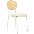 LeisureMod Euston Velvet Dining Chair Rattan Open Back Chair with Stainless Steel Base Comfortable Modern Seating for Kitchen Dining Room Cafe