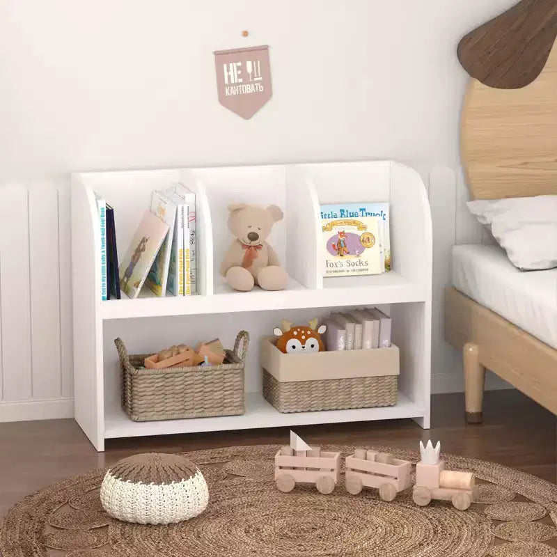 HOMLUX 4-Cube Kids Bookcase Toy Organizer Wooden Storage Bookshelf White