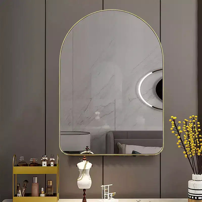 Miroir de courtoisie mural à cadre arqué en acier inoxydable