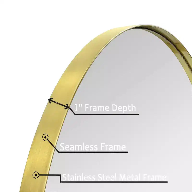 Miroir de courtoisie mural à cadre arqué en acier inoxydable