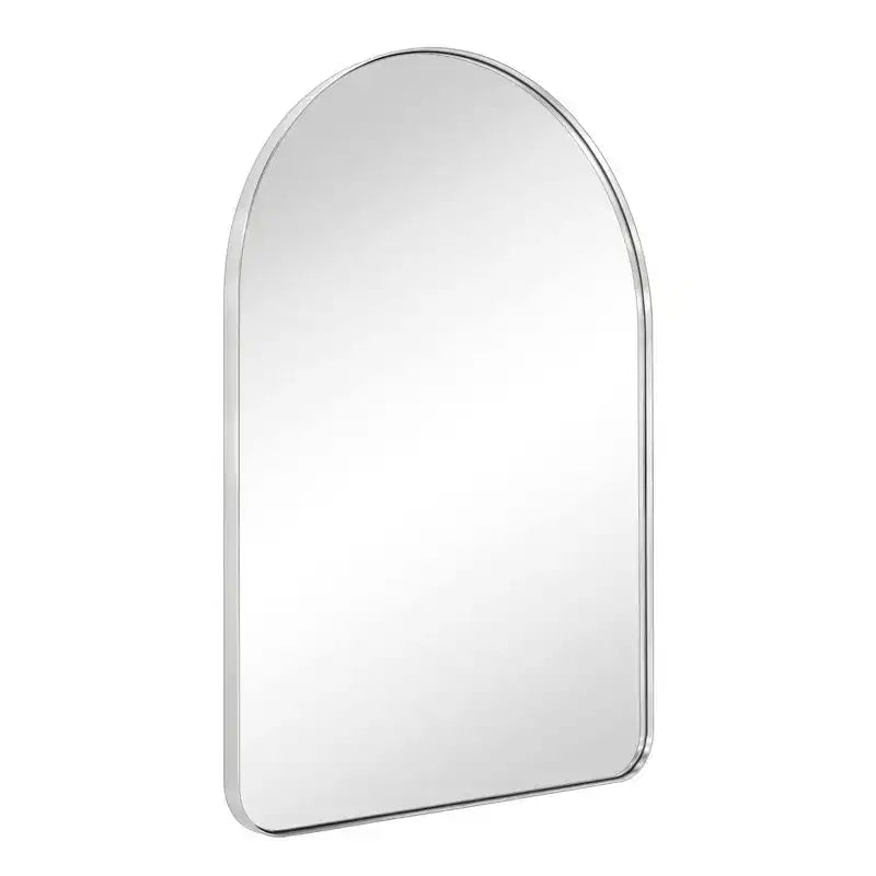 Miroir de courtoisie mural à cadre arqué en acier inoxydable