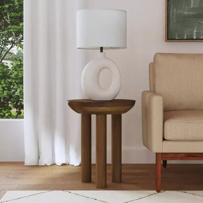 Table d'appoint tripode en bois de manguier