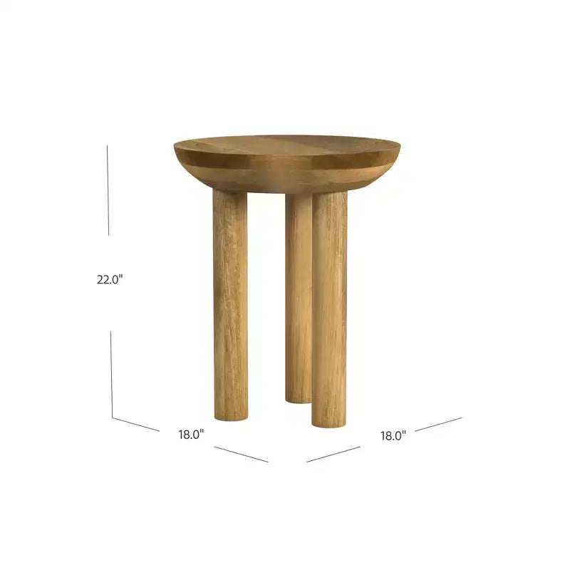 Table d'appoint tripode en bois de manguier