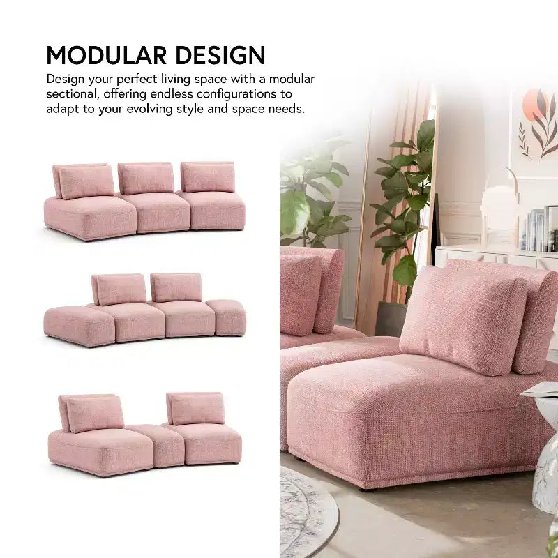Fauteuil moderne modulable sans accoudoirs avec dossier escamotable